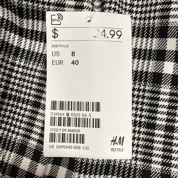 H&M Houndstooth Pants, Size 8, Pull-On Elastic Waist, Ankle Length, Pockets, NEW - Picture 4 of 12